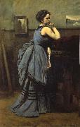 Corot Camille The lady of blue oil